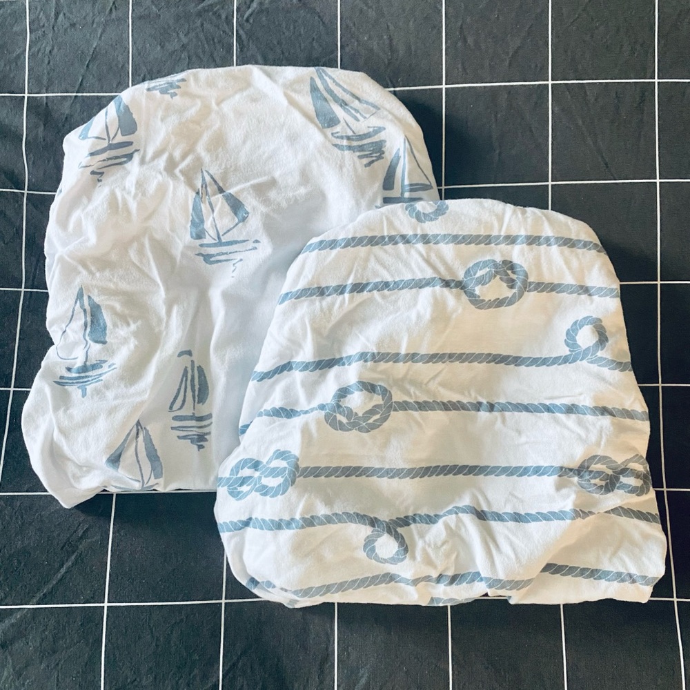 Ely’s and Co. fitted bassinet sheets, pack of 2, Blue Nautical Pattern